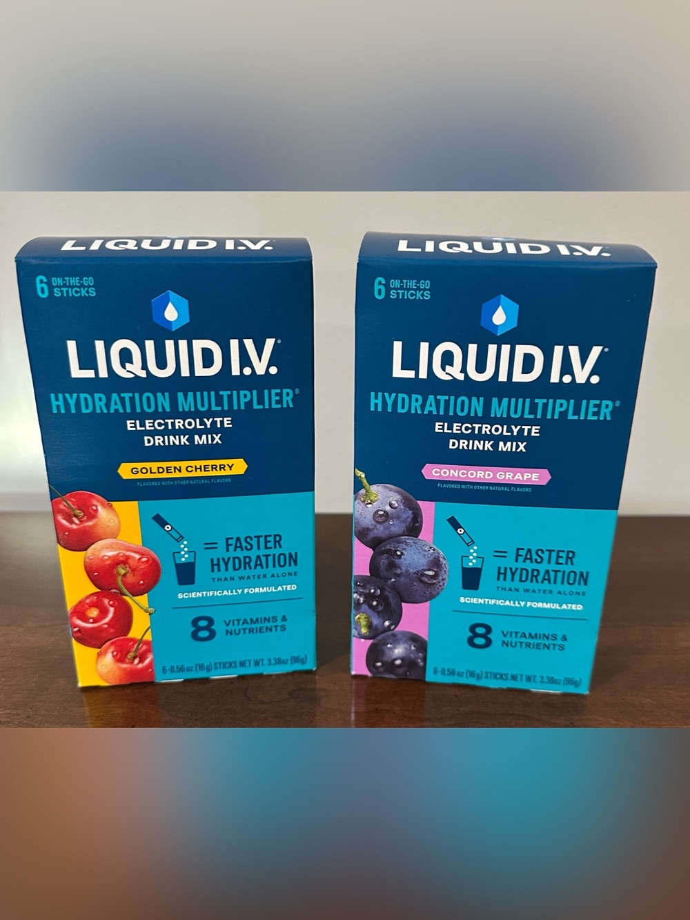 *NEW in BOX* Liquid I V Golden Cherry and Concord Grape Set 2 Boxes 12 packets